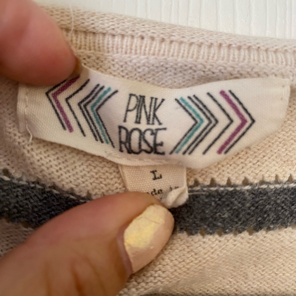 3/$15. Pink Rose cardigan size Large. - Picture 3 of 7